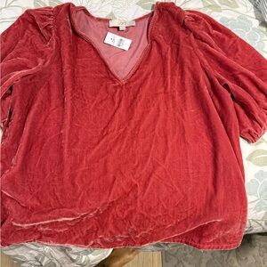 LOFT Rich Red Velvet Blouse
